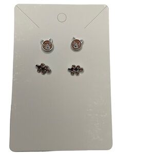 Brown bear, earring set